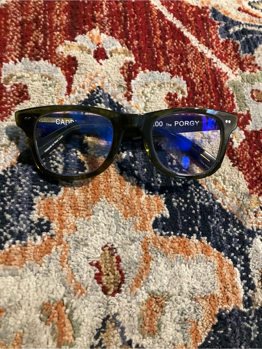The Porgy Blue Light Blocking Glasses in Olive Green